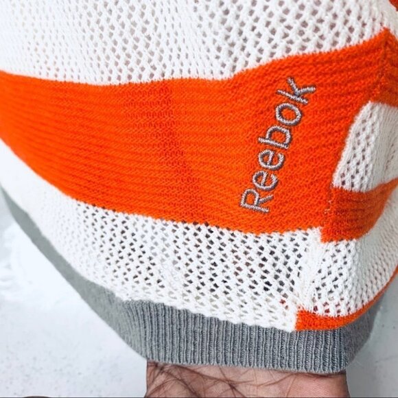 REEBOK  OVERSIZED KNIT OFF WHITE ORANGE TOP HORIZONTAL LOOSE FIT WOMEN SIZE XS - Picture 5 of 9